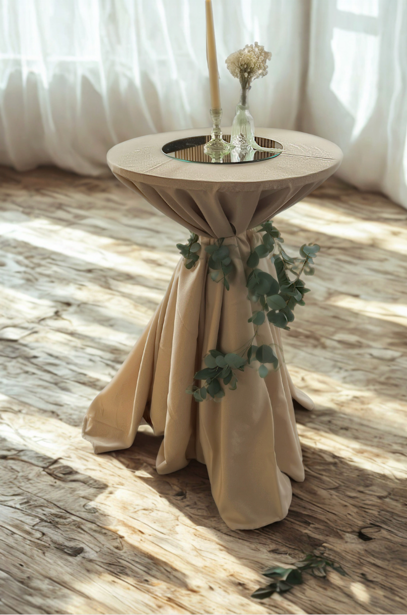 Table haute "mange-debout" drapée - Sable